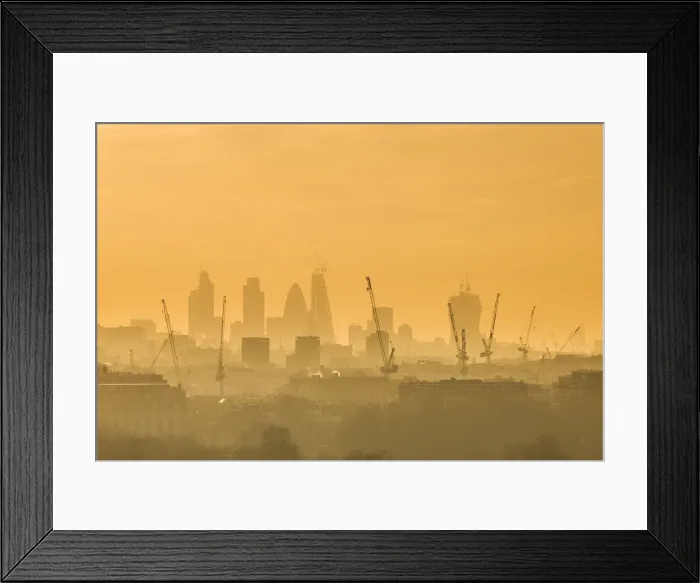 Framed Print : Construction cranes and City of London Skyline, London, England, UK Framed Print : Construction cranes and City of London Skyline, London, England, UK