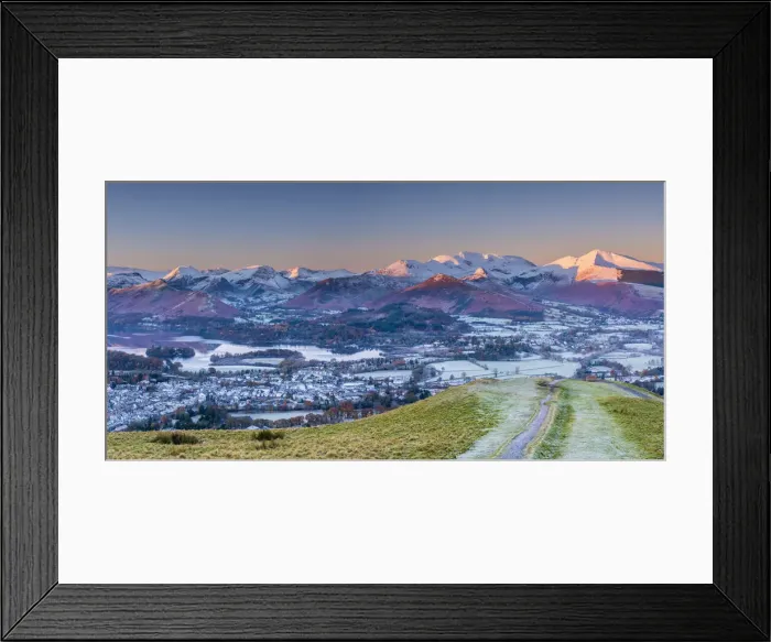 Framed Print : UK, England, Cumbria, Lake District, footpath overlooking Keswick from Latrigg Framed Print : UK, England, Cumbria, Lake District, footpath overlooking Keswick from Latrigg