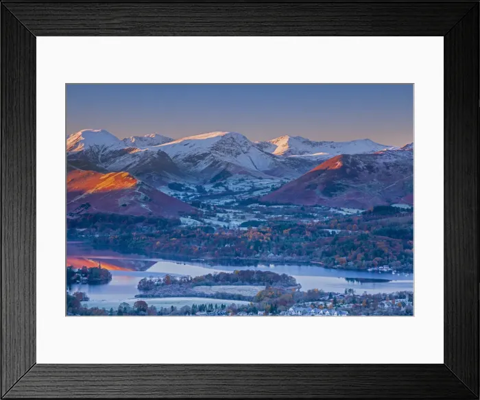 Framed Print : UK, England, Cumbria, Lake District, overlooking Keswick, Derwentwater and Newlands