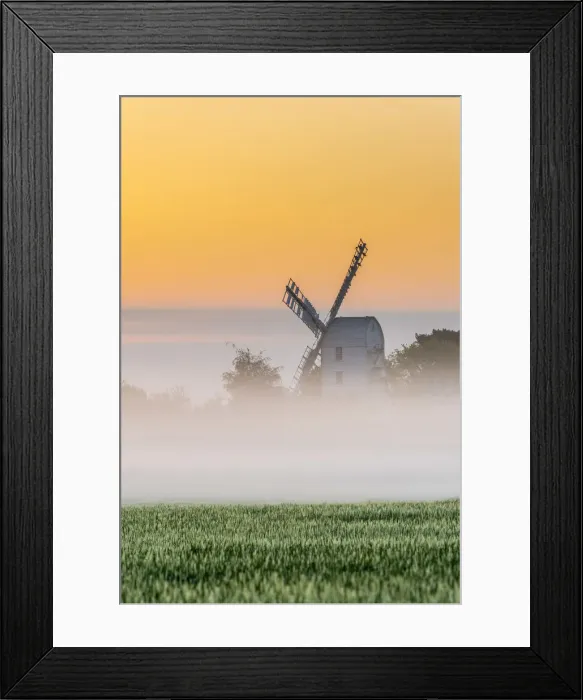 Framed Print : UK, England, Suffolk, Saxtead Green, Saxtead Green Windmill at sunrise