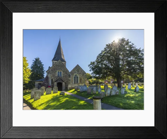 Framed Print : Parish Church in Shere - Location for the film The Holiday - Surrey Framed Print : Parish Church in Shere - Location for the film The Holiday - Surrey