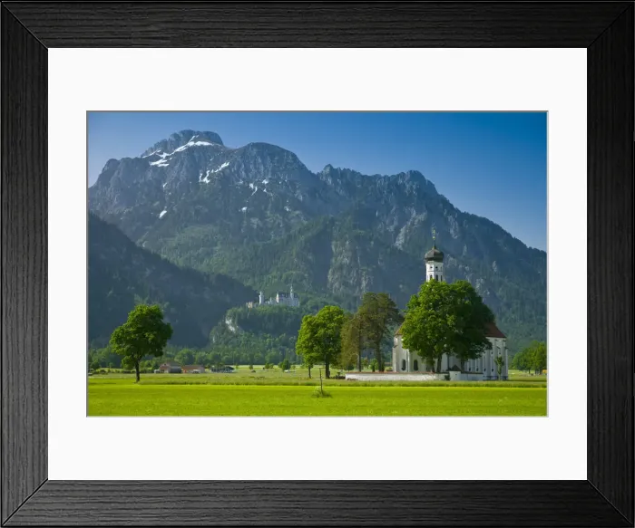 Framed Print : Germany, Bavaria (Bayern), Neuschwanstein Castle and Kolomanskirche Framed Print : Germany, Bavaria (Bayern), Neuschwanstein Castle and Kolomanskirche