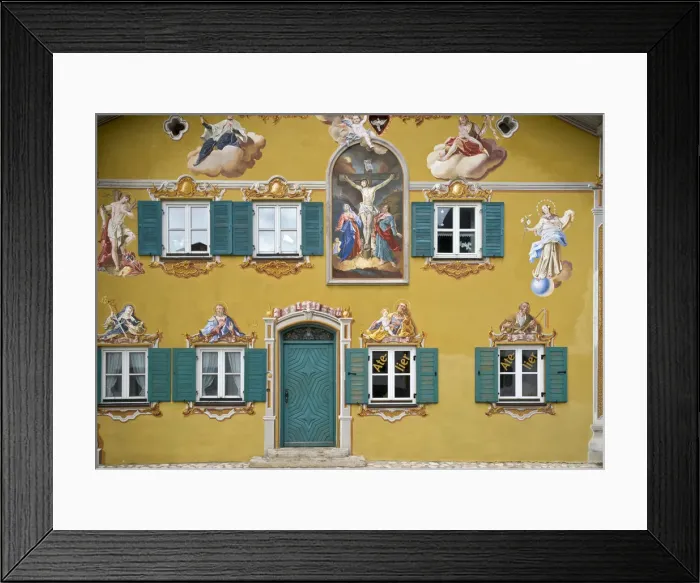 Framed Print : Germany, Bavaria (Bayern), Mittenwald, Lüftlmalerei (tromp l oeil Framed Print : Germany, Bavaria (Bayern), Mittenwald, Lüftlmalerei (tromp l oeil