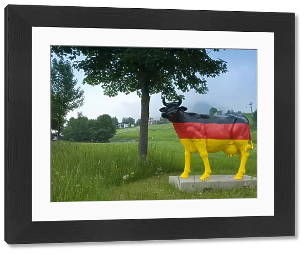 Germany, Bavaria (Bayern), cow statue painted in German flag