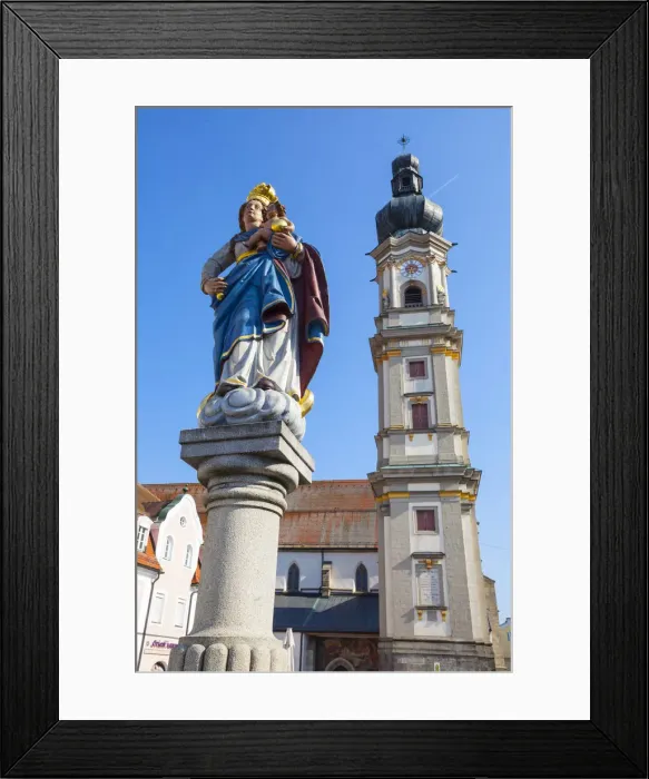 Framed Print : Old Town Water Fountain & Bell Tower, Deggendorf, Lower Bavaria, Bavaria, Germany Framed Print : Old Town Water Fountain & Bell Tower, Deggendorf, Lower Bavaria, Bavaria, Germany