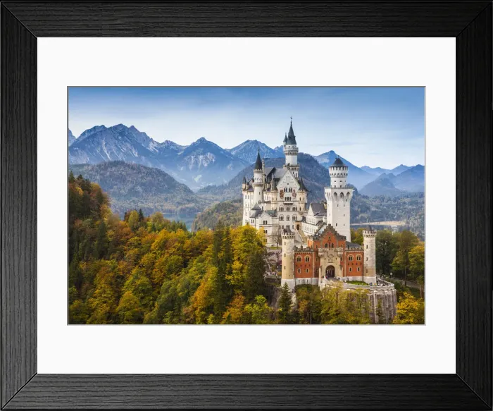 Framed Print : Germany, Bavaria, Hohenschwangau, Schloss Neuschwanstein castle, elevated view, fall Framed Print : Germany, Bavaria, Hohenschwangau, Schloss Neuschwanstein castle, elevated view, fall