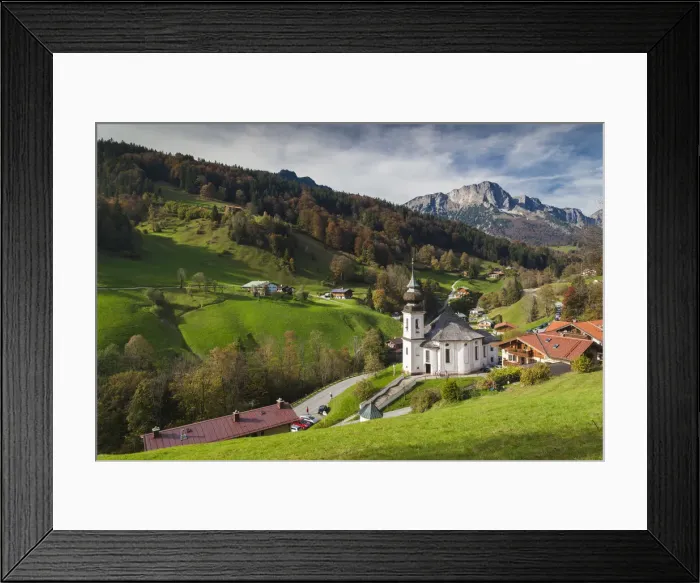 Framed Print : Germany, Bavaria, Maria Gern, Maria Gern village church, elevated view, fall Framed Print : Germany, Bavaria, Maria Gern, Maria Gern village church, elevated view, fall