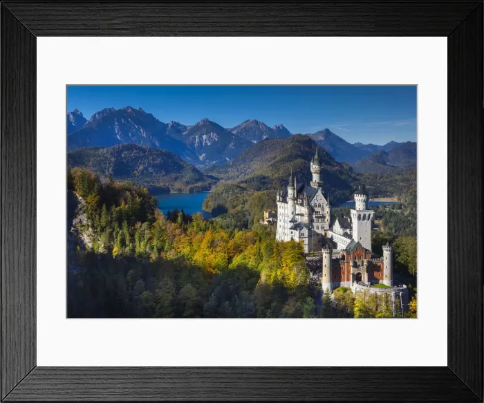 Framed Print : Germany, Bavaria, Hohenschwangau, Schloss Neuschwanstein castle, elevated view, fall Framed Print : Germany, Bavaria, Hohenschwangau, Schloss Neuschwanstein castle, elevated view, fall
