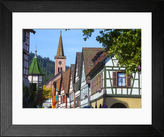 Framed Print : Traditional Half Timbered buildings in Schiltachs Picturesque Medieval Altstad Framed Print : Traditional Half Timbered buildings in Schiltachs Picturesque Medieval Altstad
