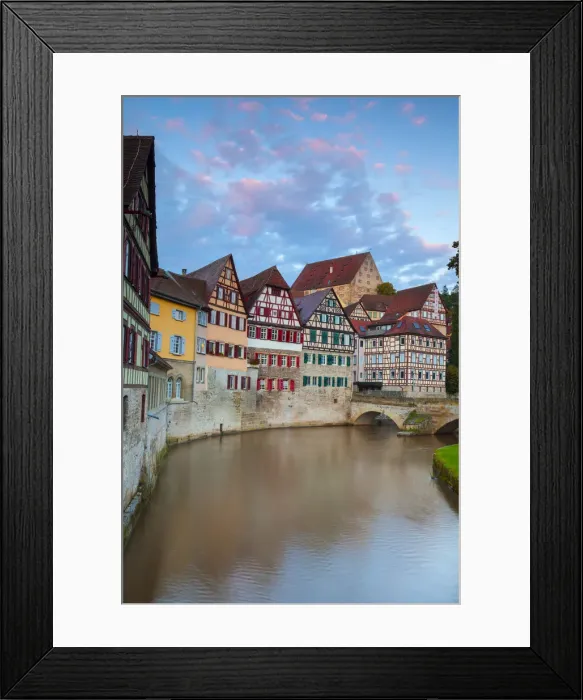Framed Print : Taditional Half Timbered Houses in Schwabish Halls Picturesque Altstad (Old Town) Framed Print : Taditional Half Timbered Houses in Schwabish Halls Picturesque Altstad (Old Town)