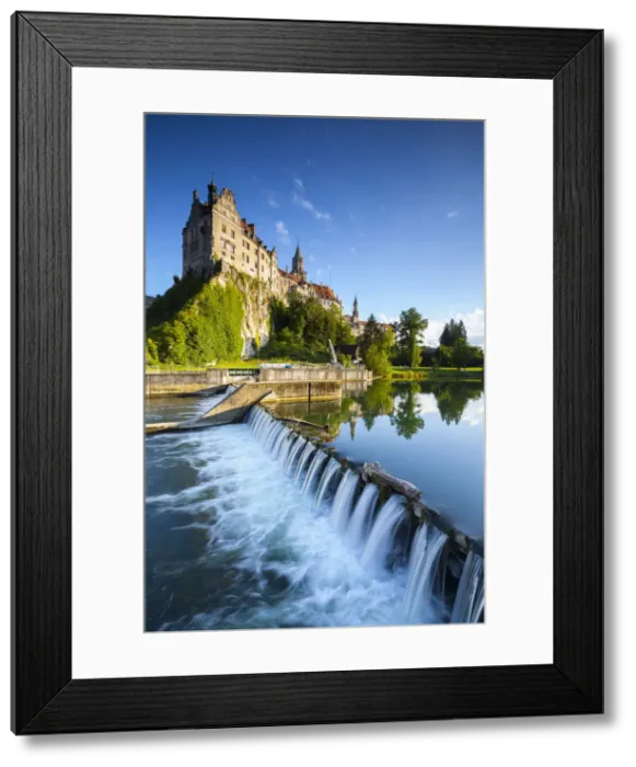 Framed Print : Sigmaringen Castle reflected in the river Danube, Swabia, Baden Wurttemberg, Germany Framed Print : Sigmaringen Castle reflected in the river Danube, Swabia, Baden Wurttemberg, Germany