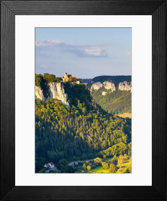 Framed Print : Elevated view towards Werenwag Castle over the picturesque Danube Valley, Swabia Framed Print : Elevated view towards Werenwag Castle over the picturesque Danube Valley, Swabia