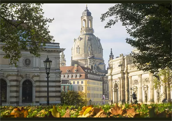 College of Fine Arts and Frauenkirche, autumn, Dresden, Germany
