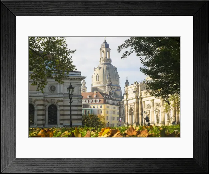 Framed Print : College of Fine Arts and Frauenkirche, autumn, Dresden, Germany Framed Print : College of Fine Arts and Frauenkirche, autumn, Dresden, Germany