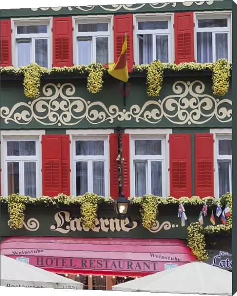 Germany, Baden-Wurttemburg, Baden-Baden, colorful hotel-restaurant exterior