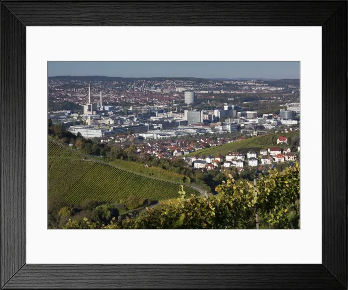 Framed Print : Germany, Baden-Wurttemburg, Stuttgart-Unter-Turkheim, elevated view of Mercedes-Benz Framed Print : Germany, Baden-Wurttemburg, Stuttgart-Unter-Turkheim, elevated view of Mercedes-Benz