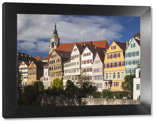 Germany, Baden-Wurttemburg, Tubingen, old town buildings along the Neckar River