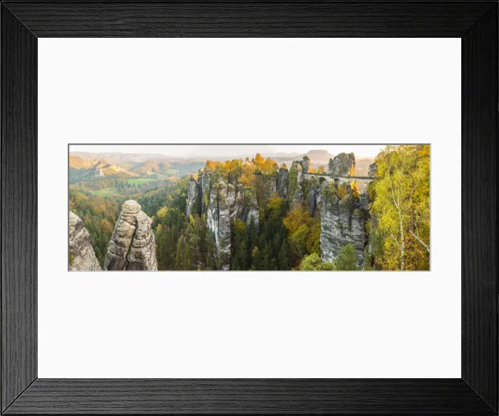 Framed Print : Bastei Bridge and Lilienstein, Elbe Sandstone Mountains, Saxon Switzerland National Park Framed Print : Bastei Bridge and Lilienstein, Elbe Sandstone Mountains, Saxon Switzerland National Park