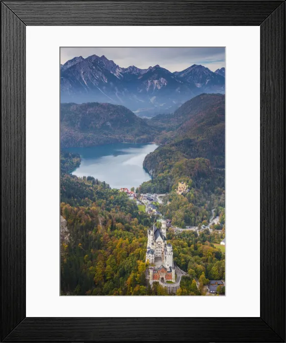 Framed Print : Germany, Bavaria, Hohenschwangau, Schloss Neuschwanstein castle, elevated view, fall Framed Print : Germany, Bavaria, Hohenschwangau, Schloss Neuschwanstein castle, elevated view, fall