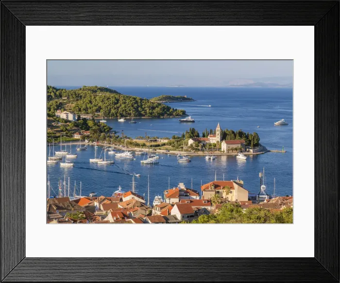 Framed Print : Vis town, Franciscan monastery & harbour, Vis Island, Dalmatian Coast, Croatia Framed Print : Vis town, Franciscan monastery & harbour, Vis Island, Dalmatian Coast, Croatia