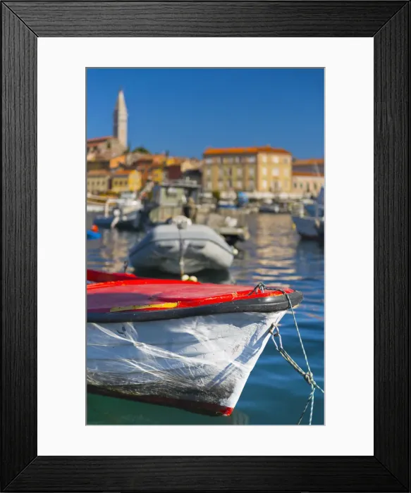 Framed Print : Croatia, Istria, Rovinj, harbour and Cathedral of St. Euphemia
