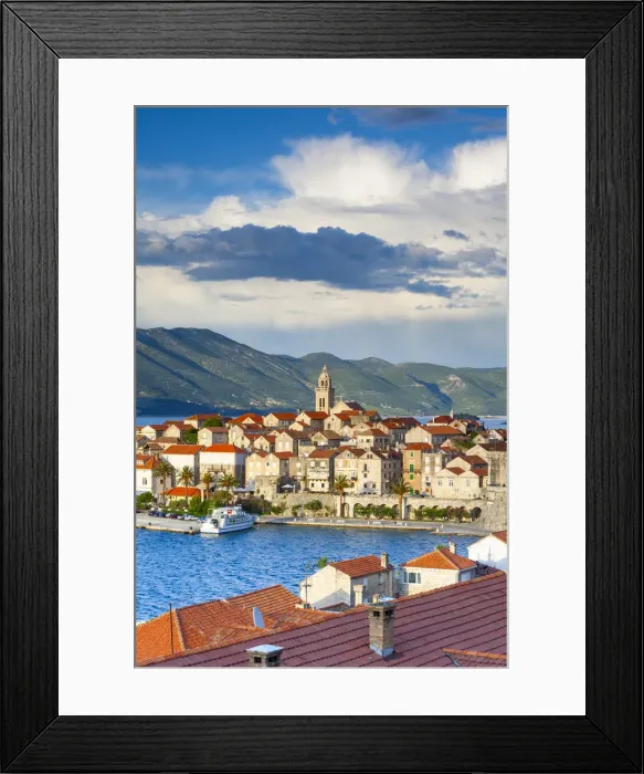 Framed Print : Elevated view over picturesque Korcula Town, Korcula, Dalmatia, Croatia Framed Print : Elevated view over picturesque Korcula Town, Korcula, Dalmatia, Croatia