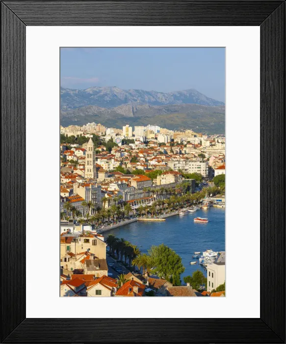 Framed Print : Elevevated view over the picturesque harbour city of Split, Split, Dalmatia, Croatia Framed Print : Elevevated view over the picturesque harbour city of Split, Split, Dalmatia, Croatia