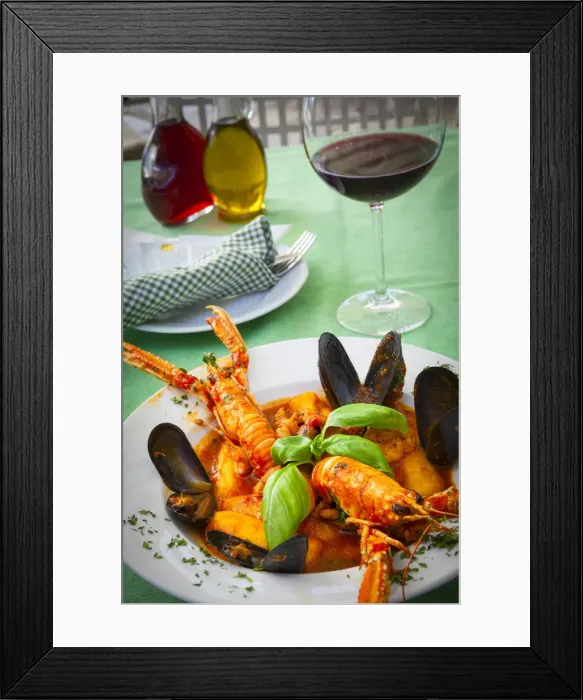 Framed Print : Traditional local dish of stuffed Gnocchi & seafood, Stari Grad (Old Town), Split Framed Print : Traditional local dish of stuffed Gnocchi & seafood, Stari Grad (Old Town), Split
