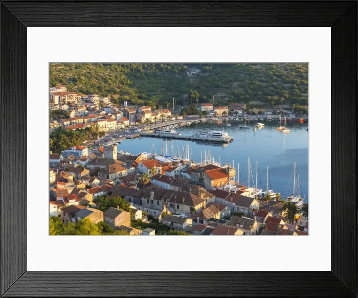 Framed Print : Vis town, Franciscan monastery & harbour, Vis Island, Dalmatian Coast, Croatia Framed Print : Vis town, Franciscan monastery & harbour, Vis Island, Dalmatian Coast, Croatia