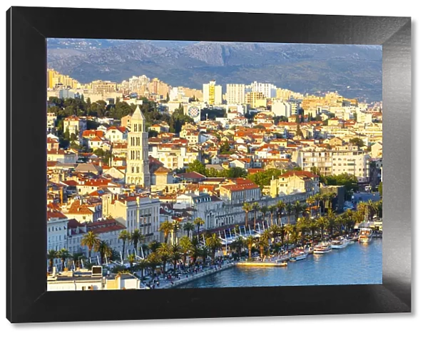 Elevevated view over the picturesque harbour city of Split, Split, Dalmatia, Croatia