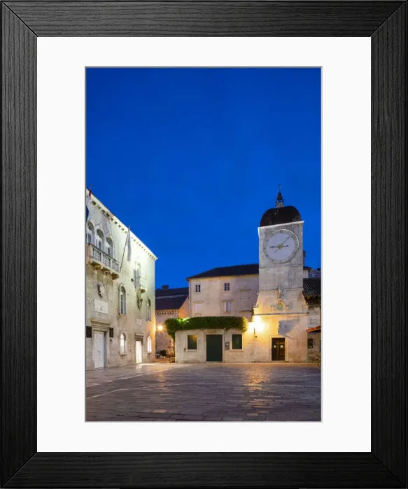 Framed Print : Loggia and Clock Tower at Night, Trogir, Dalmatian Coast, Croatia, Europe Framed Print : Loggia and Clock Tower at Night, Trogir, Dalmatian Coast, Croatia, Europe