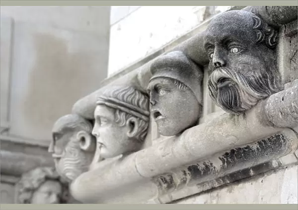 Human head on exterior of cathedral of St. James, Sibenik, Dalmatia, Croatia