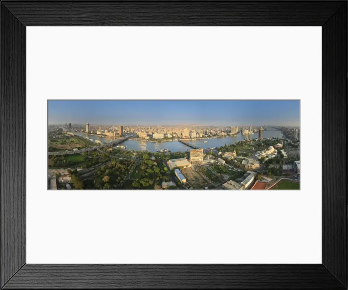 Framed Print : Egypt, Cairo, River Nile and city skyline viewed from Cairo Tower Framed Print : Egypt, Cairo, River Nile and city skyline viewed from Cairo Tower