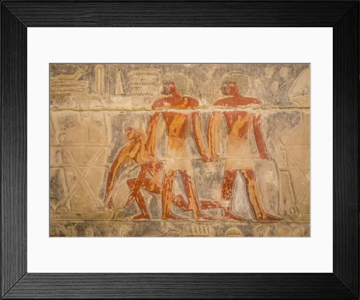 Framed Print : Hyroglyphs in the Mastaba (tomb) of Kagemni (c. 2321-2290 B. C. ) by the Pyramid of Teti