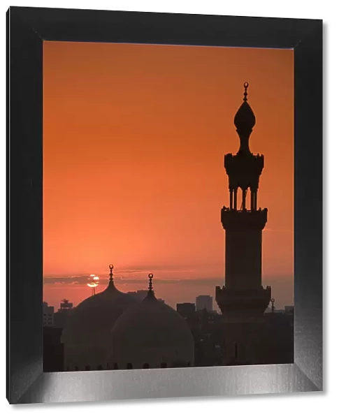 Egypt, Cairo, Islamic Quarter, Silhouette of Minarets and mosques