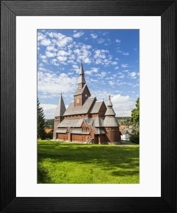 Framed Print : Gustav Adolf Stave Church, Hahnenklee, Goslar, Harz mountain, Lower Saxony, Germany Framed Print : Gustav Adolf Stave Church, Hahnenklee, Goslar, Harz mountain, Lower Saxony, Germany