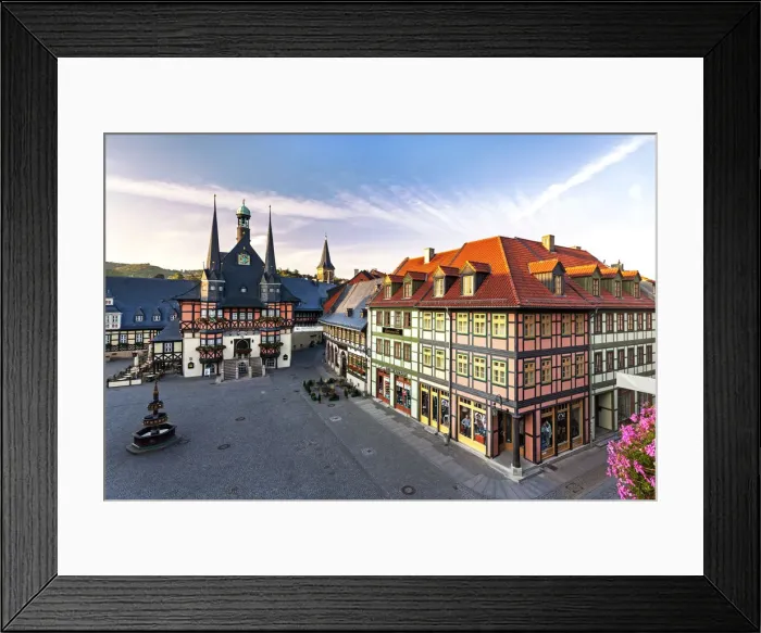 Framed Print : Marker Square and Guild Hall, Wernigerode, Harz Mountains, Saxony-Anhalt, Germany