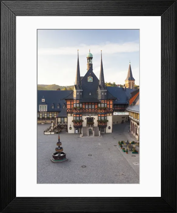 Framed Print : Marker Square and Guild Hall, Wernigerode, Harz Mountains, Saxony-Anhalt, Germany Framed Print : Marker Square and Guild Hall, Wernigerode, Harz Mountains, Saxony-Anhalt, Germany