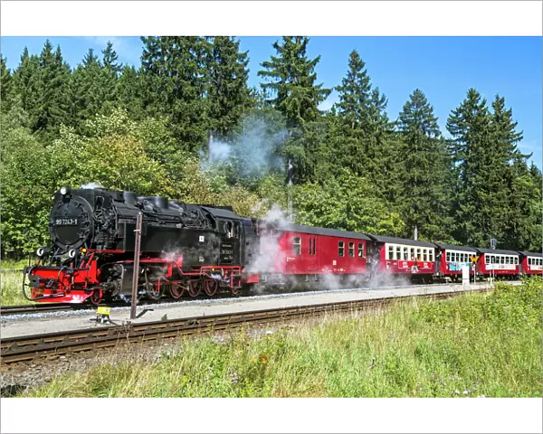 Steam train travelling from Wernigerode to the peak of the Brocken Mountain, Harz