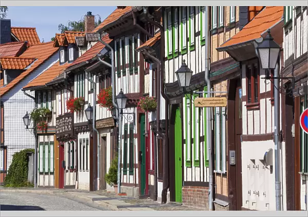 Timber framed houses, old town, Wernigerode, Harz Mountains, Saxony-Anhalt, Germany
