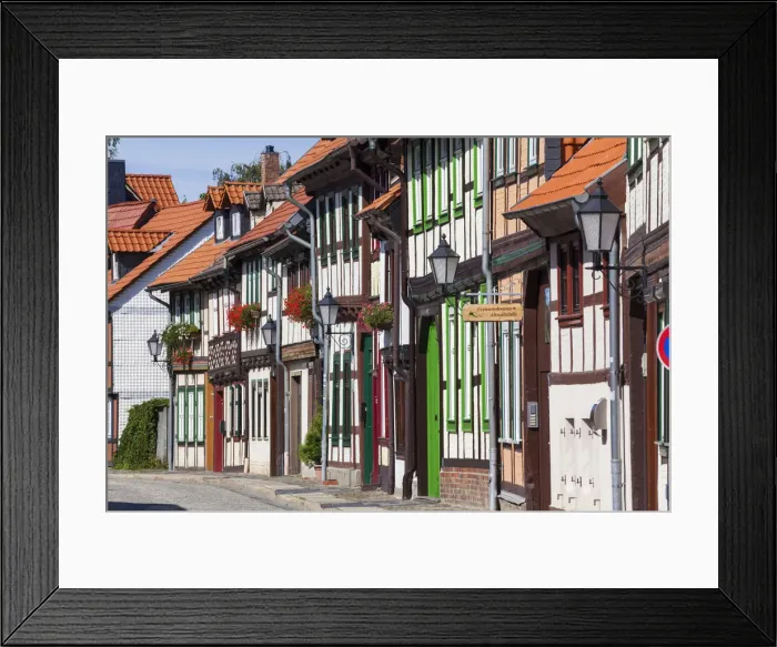 Framed Print : Timber framed houses, old town, Wernigerode, Harz Mountains, Saxony-Anhalt, Germany Framed Print : Timber framed houses, old town, Wernigerode, Harz Mountains, Saxony-Anhalt, Germany