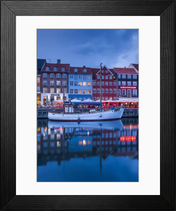 Framed Print : Denmark, Zealand, Copenhagen, Nyhavn harbor, evening Framed Print : Denmark, Zealand, Copenhagen, Nyhavn harbor, evening