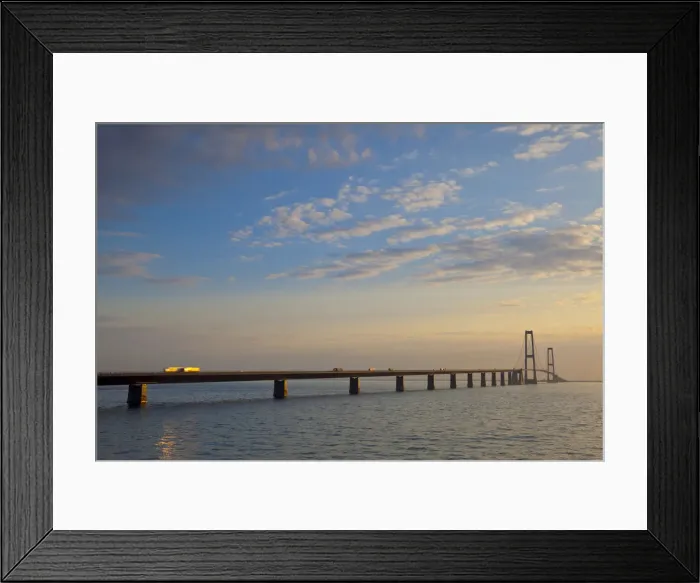Framed Print : Sunset over the East Bridge as seen from Korsor, Denmark Framed Print : Sunset over the East Bridge as seen from Korsor, Denmark