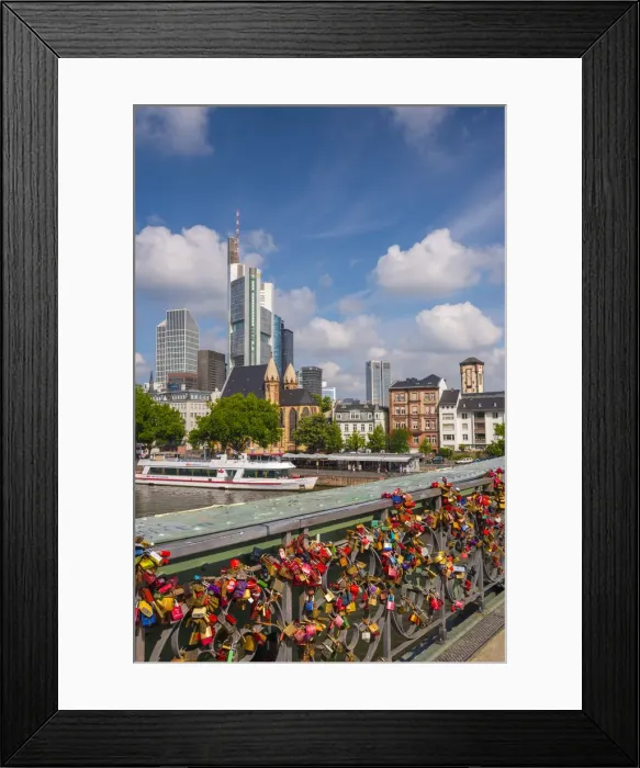 Framed Print : Germany, Hessen, Frankfurt Am Main, Holbeinsteg Bridge, Love Padlocks Framed Print : Germany, Hessen, Frankfurt Am Main, Holbeinsteg Bridge, Love Padlocks