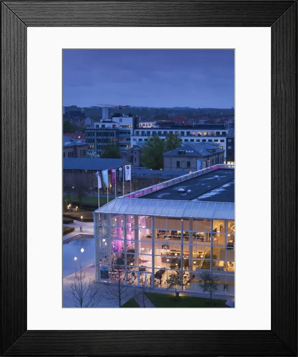 Framed Print : Denmark, Jutland, Aarhus, Musikhuset Aarhus, performing arts center, exterior, evening Framed Print : Denmark, Jutland, Aarhus, Musikhuset Aarhus, performing arts center, exterior, evening