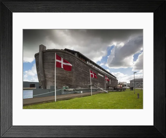 Framed Print : Denmark, Jutland, Randers, waterfront with replica of Noahs Ark Framed Print : Denmark, Jutland, Randers, waterfront with replica of Noahs Ark