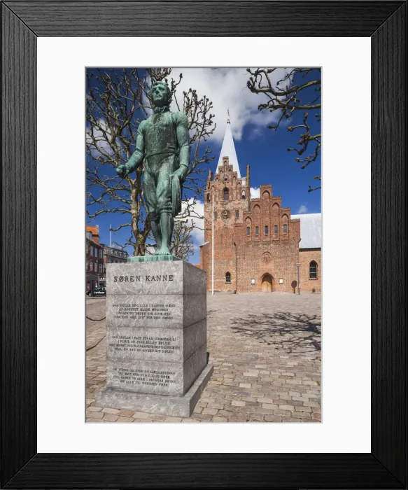 Framed Print : Denmark, Jutland, Grenaa, Grenaa Kirke Church, 14th century and statue of Soren Kanne Framed Print : Denmark, Jutland, Grenaa, Grenaa Kirke Church, 14th century and statue of Soren Kanne