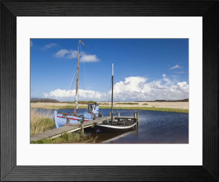 Framed Print : Denmark, Jutland, Nymendegab, small harbor on the Ringkobing Fjord