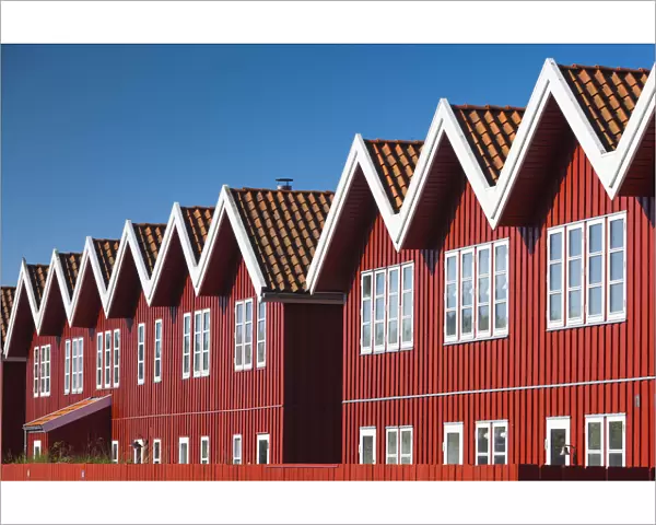 Denmark, Jutland, Ebeltoft, red port buildlings