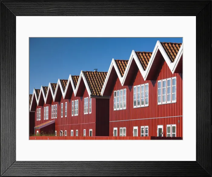 Framed Print : Denmark, Jutland, Ebeltoft, red port buildlings Framed Print : Denmark, Jutland, Ebeltoft, red port buildlings